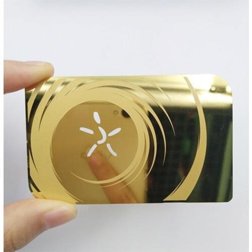 Custom logo mirror laser cut engraved metal name card stainless steel blank metal business card