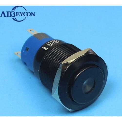1962F Momentary 19MM SPDT SPST high flush dot led switch black push button led switch