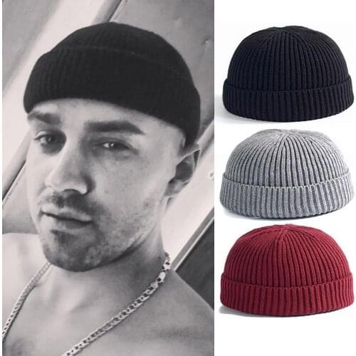 Fashion Men Women Winter Knitted Beanies Hats Sailor Cap Brimless Retro Navy Style Slouchy Warm Skullies Unisex Beanie Caps