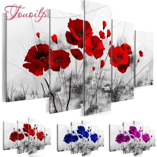 TOUOILP Full Square/Round Drill DIY 5pcs Diamond Painting"Natures Poppy Flower"Embroidery Cross Stitch 5D Home Decor Gift