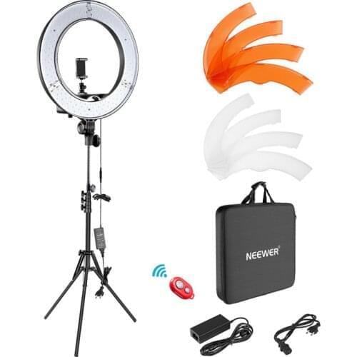Neewer 14-inch Outer Dimmable Bi-color SMD LED Ring Light Lighting Kit,Support Bracket,Phone Holder,Battery,Bluetooth Receiver