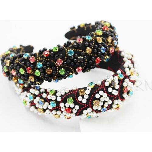 New European and American style fashion sponge crystal metal flower luxury headband dance party personality walk show hair clips