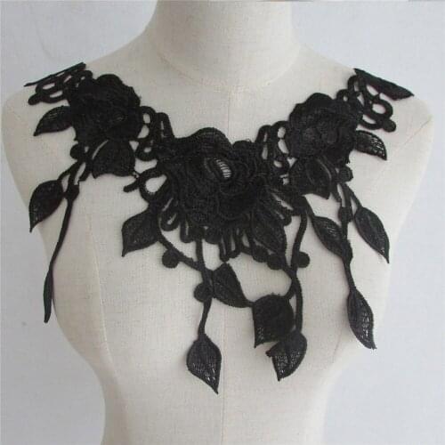 New style black Embroidery Flower Lace Neckline Fabric DIY Lace Collar Sewing Craft Neckline Decoration 1pcs sell YL702