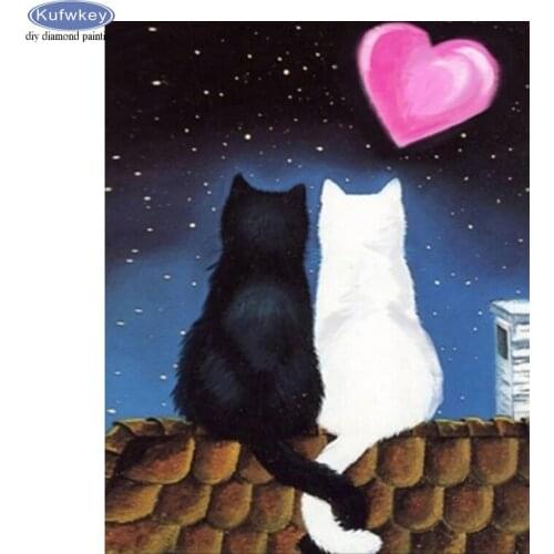 Full Drill square 5d diamond painting Cartoon cats in love picture rhinestones embroidery diamond mosaic cross stitch kit decor