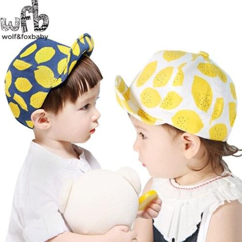 Retail 0-4 years 50CM baseball sum hats lemon fruit summer baby Children caps