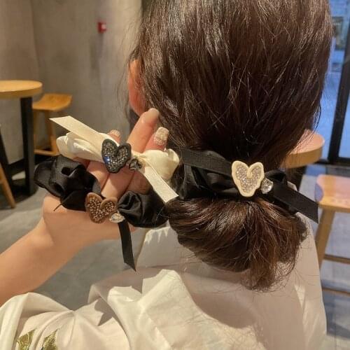 Rhinestone love bow hair ring sweet, girls tie hair, large intestine ring, ponytail head rope, headdress, hair accessories new