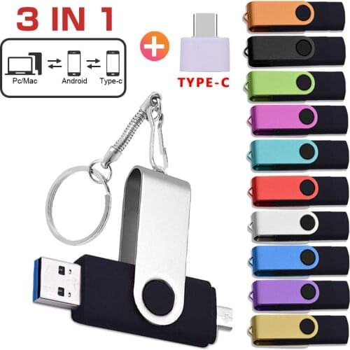 High Speed OTG USB 3.0 Flash Drive 512GB 256GB 128GB 64GB for Smart Phone 3 in 1 usb Pendrive+ type c for photography gift