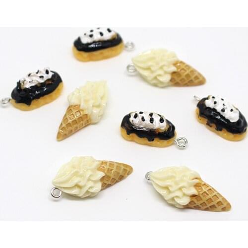 Yamily 6pcs/Resin Simulation Food Breads Ice Creams Charms Pendant For Diy Necklace Keychain Earring Fashion Jewelry Accessories