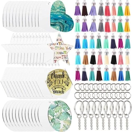 Keychain Blanks Acrylic Ornament Blanks with Hole for Valentines Day Ornament Gift Engraving Painting DIY Keychain