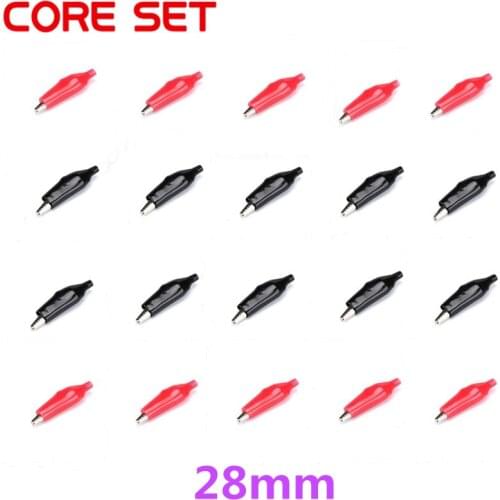 20PCS/Lot 28MM Crocodile Clips Electrical Clamp Alligator Clip Probe Metal For Testing Meter Black And Red With Plastic Boot G98