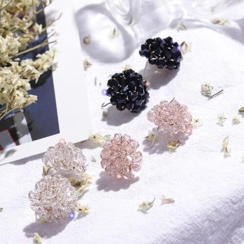 Luxury Anti-allergy White Black Pink Color Crystal Stud Earrings for Women Fashion Jewelry 2021 Accessories Female YEA455