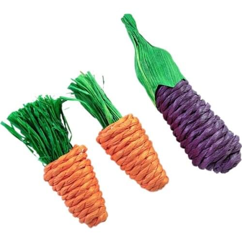 Pet Chewing Toys Carrot Corn Eggplant Shaped Rabbit Hamster Chew Bite Toys Tooth Cleaning Grind Cat Scratch Fun