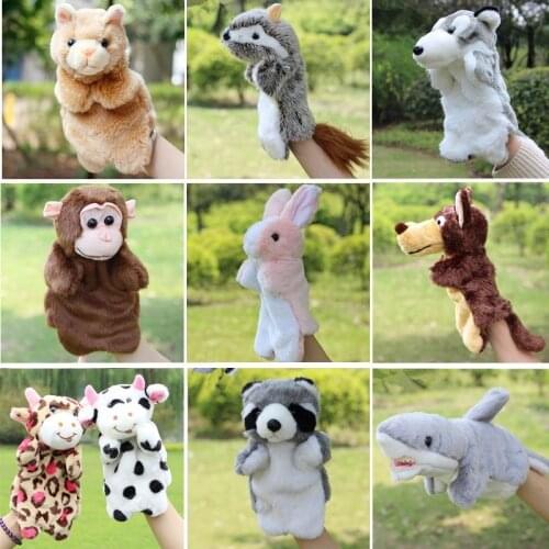Animal Hand Puppet Marioneta Puppet Dolls Plush Elephant Panda Cat Hand Doll Learning Baby Toys Marionetes Fantoche Puppet dino