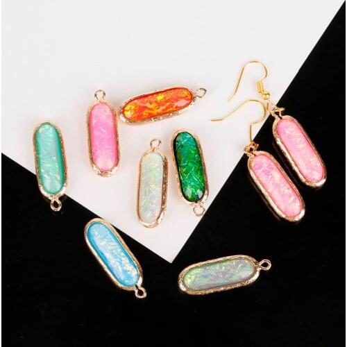 2pcs/lot Fashion Multi-color Copper Bound Double Bright Resin Charm Pendant for Earring Necklace DIY Jewelry Findings Making