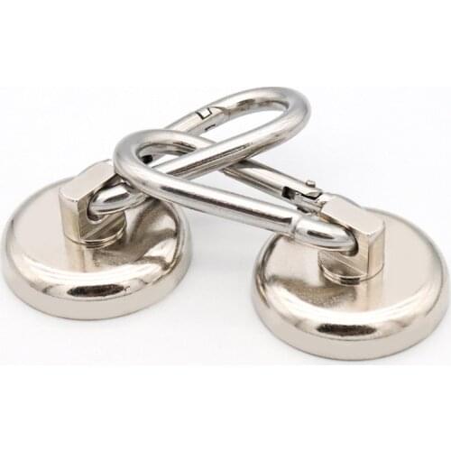 2 Pcs Magnetic Hooks Heavy Duty Magnet with Swiveling Carabiner Magnet Snap Hook for Indoor/Outdoor Hanging Bag Kitchen Gar 22kg
