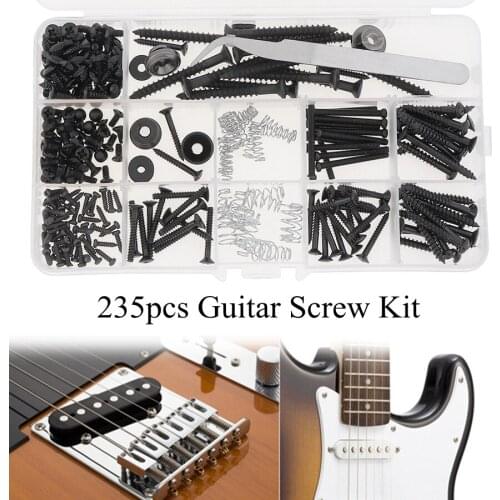 235pcs Guitar Screw Kit Bridge Neck Plate Pickup Ring Pickguard Accessories with Storage Box Fit for ST TL Guitar Pickup Bridge