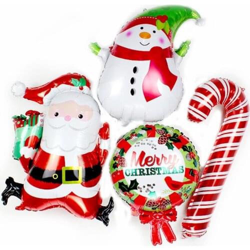 4PC/SET 2021 Christmas Decoration Aluminum BALLOON New Years Party Background Arrangement Snowman Christmas Tree Balloon