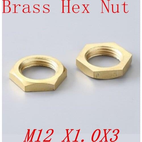 50pcs M12*1.0*3 Brass hex thin lighting lock nut