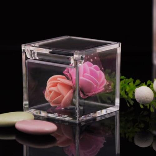12 pcs 4.5cm square clamshell candy box wedding celebration festival celebration gift box transparent reception candy box
