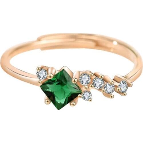 925 Sterling Silver Retro Emerald Shiny Zircon Gold Charming Wedding Fashion Resizable Ring Handmade Jewelry for Women Gift New