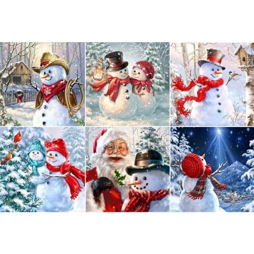 5D Diamond Painting Santa Claus Snowman Cross Stitch Kit Full Drill Embroidery Mosaic Art Picture of Rhinestones Christmas Gift