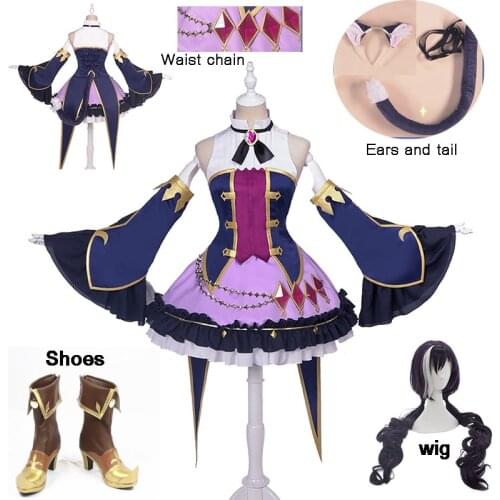 Anime! Princess Connect! Re:Dive Kiruya Momochi Battle Suit Lovely Lolita Uniform Cosplay Costume Women 2020 NEW and wig tail