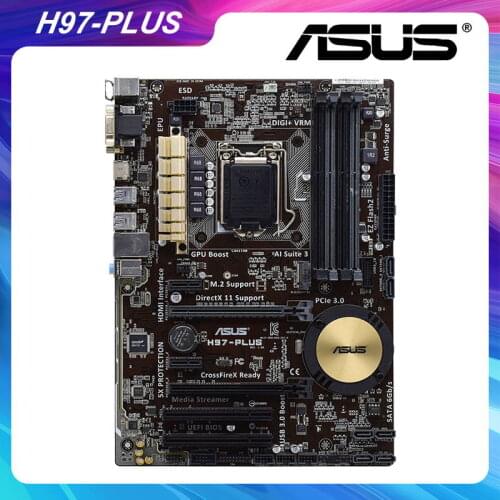 Socket LGA 1150 For ASUS H97-PLUS Original Used Desktop for Intel H97 Motherboard DDR3 USB3.0 SATA3 PCI-E3.0 game pc motherboa