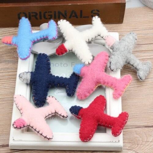 Free Shipping 10PCS 3D Kawaii Airplane Fly Dolls Wool Felt Handmade Woven Crochet Girls Hair Jewelry Headbnd Decor Button Patch