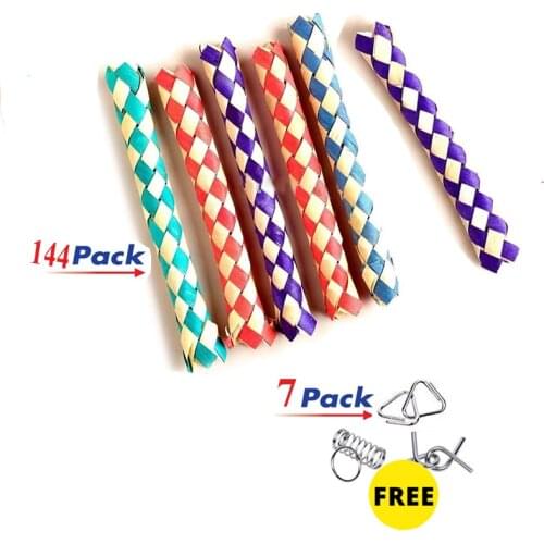 Freeship 144x Chinese finger traps magic trap for fingers trick joke toys kids new year party favors bag fillers gifts prizes