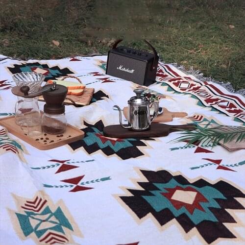 Bohemian Knitted Throw Blankets for Camping Picnic Mat Travel Home Office Car Nap Air Conditioning Blanket Home Decor