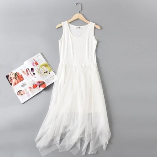 Black/White Sweet Net Yarn Summer Dress Irregular Nightgowns Women Fashion Loose Modal Sleepwear Nightdress Lace Sleepshirt