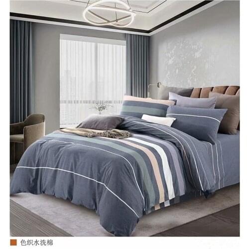 Net red quilt cover pillowcase sheets modern yarn-dyed washed cotton mattress cover large mattress protective cover pure cotton