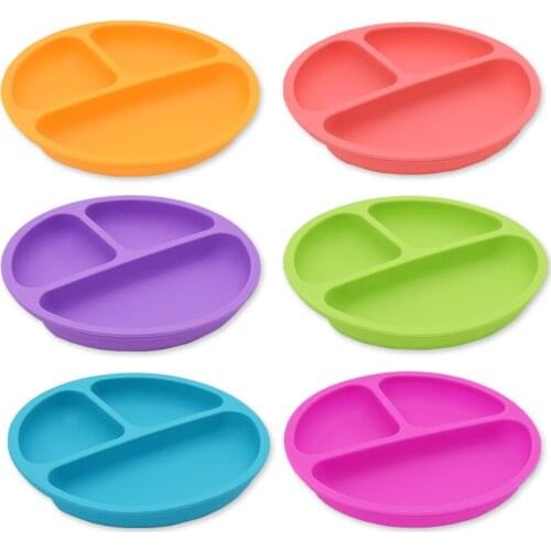 Baby Silicone Dining Plate BPA Free Toddler Feeding Smile Face Lunch Tableware Kitchen Portable Feeding Dinner Plates Bowls