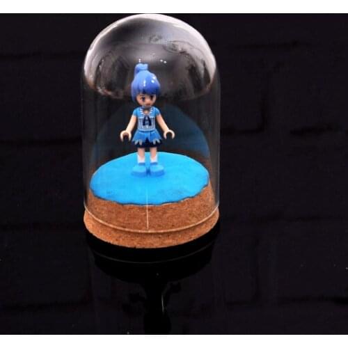 Home Glass Dome Display Jar Cover Shield Shade With Wooden Cork Tabletop Decor Crafts Figurines Miniatures Kids Birthday Gift