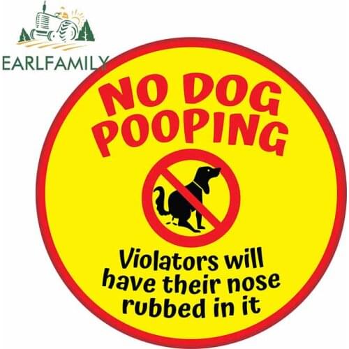 EARLFAMILY 13cm x 12.9cm For No Dog Pooping Sign Fine Car Stickers Laptop Decal Personality Creative Vinyl Material Decor