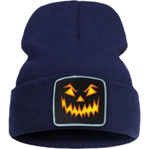 Halloween Horror Grimace Knitted Cap Casual Unisex Beanie Hat Comfortable Warm Flexible Caps Cotton Fashion Street Creative Hats