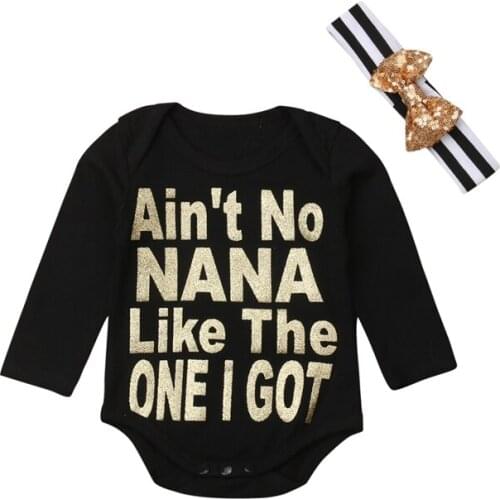 Newborn Infant Baby Girls Long Sleeves Letter Cotton Soft Bodysuit Clothes Outfit Playsuit Jumpsuit Casual