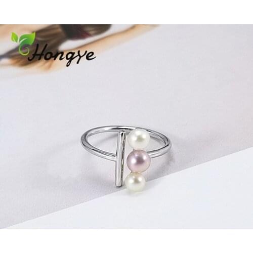 Hongye Natural Pearl Ring Girls Adjustable Beaded Finger Accessories Silver 925 Jewelry Personalized Birthday Gifts Ladies Ring