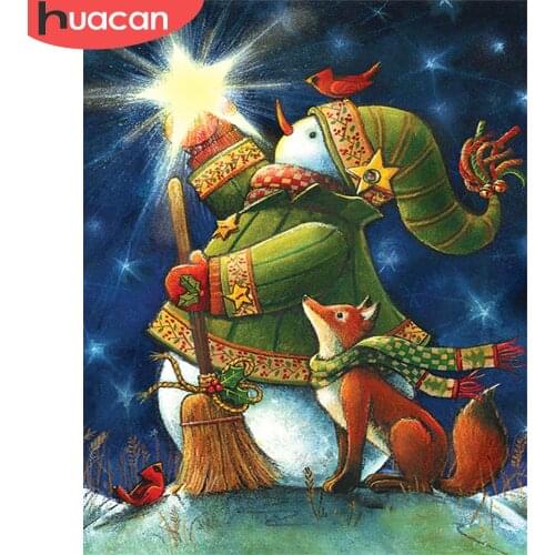 HUACAN Diamond Mosaic Christmas DIY Diamond Embroidery Cross Stitch Snowman Rhinestone Painting Full Square Winter Home Decor