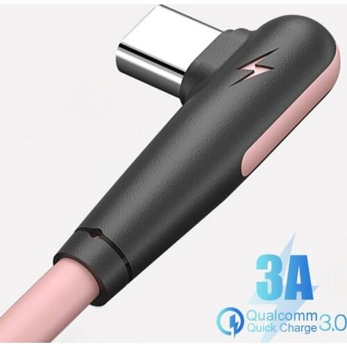 90 Degree Elbow USB Type C Cable 3A Fast Charging Data Cord Mobile Phone USB C Charger Cable For Xiaomi mi11 Huawei P40 P30 P20