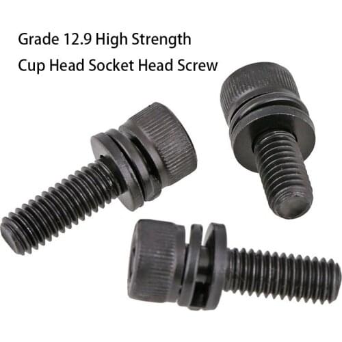 Grade 12.9 High Strength Cup Head Socket Head Screw, Cylinder Head Socket Head Bolt, Three Combination Screws M3-m12 10PCS