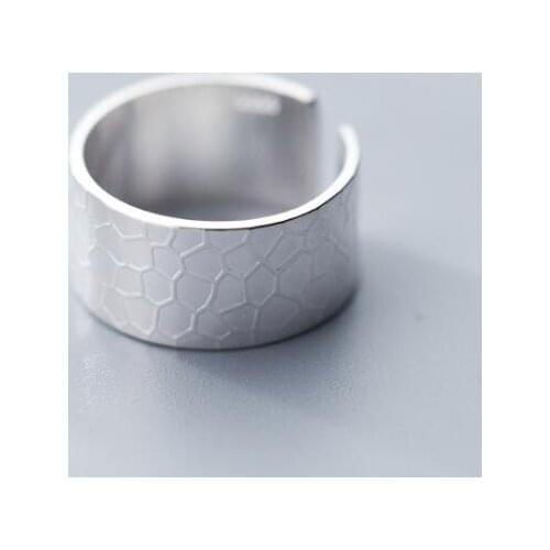 9mm 100% Authentic REAL.925 Sterling Silver Fine Jewelry honeycomb Band Long Ring Wider GTLJ1470