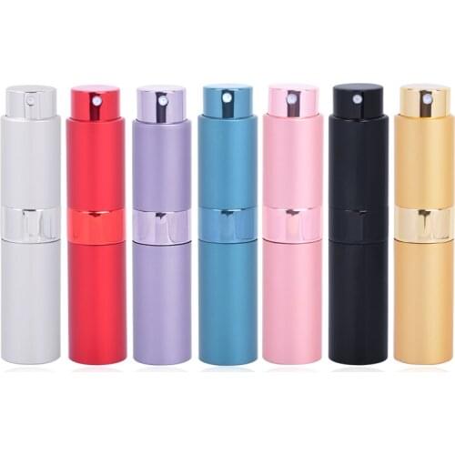 MUB - 8ml 15ml Portable Rotary Spray Pump Aluminum Mini Perfume Bottles Glass Perfumes Bottles Cosmetic container