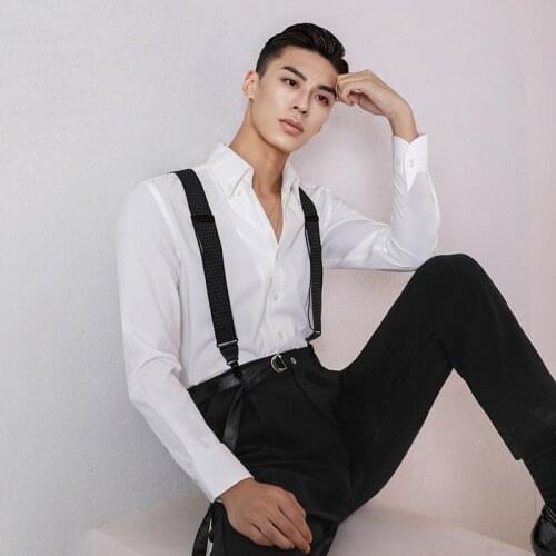 Mens Latin Dance Accessories Stretch Straps Male Latin Ballroom Dance Clothes Practice Performance Wear Black Strap DNV14270