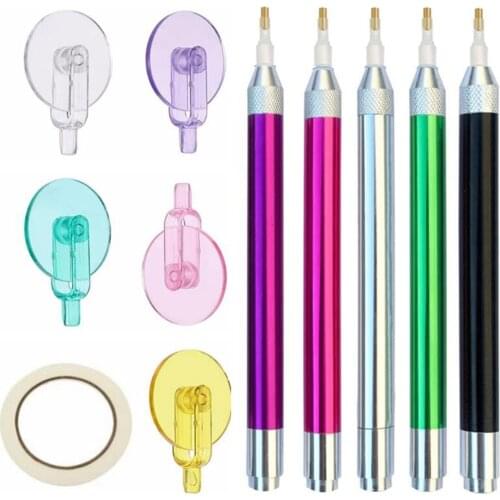 11pcs Diamond Painting Lighting Point Drill Pen With Roller Nib And 1M Double-Sided Tape Set For Mosaic 5D DIY Diamond Painting