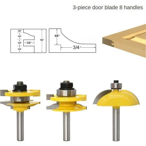 3PCS 8MM Shank Raised Panel Cabinet Door Router Bit Set Woodworking cutter woodworking router bits carbide bit door knife