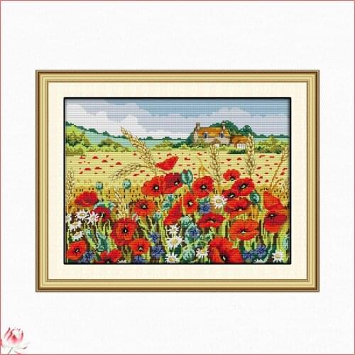 Poppy Flower Patterns Counted 11CT 14CT DIY Cross Stitch Sets Chinese Cross-stitch Kits Embroidery handmade Needlework