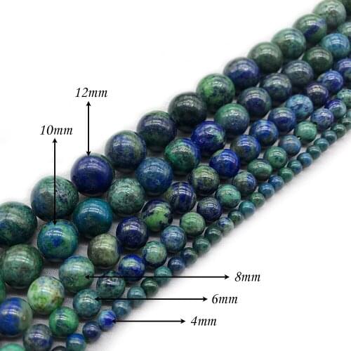 Natural Stone Green Lapis Lazuli Round Loose Charm BeadsFitMulti-purpose Jewelry Making 4 6 8 10 12MMPick Size J286