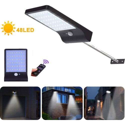 New 48 LED Solar PIR Motion Sensor Wall Light Outdoor Waterproof 3 Modes 3.7V/2000mAh Waterproof For Path Warehouse Street Light