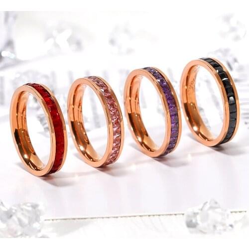 ZN Wedding Engagement Titanium Steel Finger Ring Micro Pave CZ Crystal Couple Rings for Women and Men Jewelry Gifts